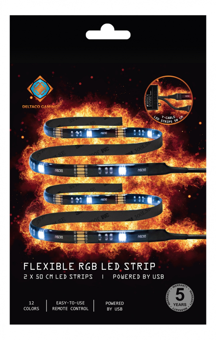 deltaco_gaming LED-stripe 2x50cm 4 moduser 12 farger 16xRGB fjernkontroll deltaco_gaming LED-stripe 2x50cm 4 moduser 12 farger 16xRGB fjernkontroll