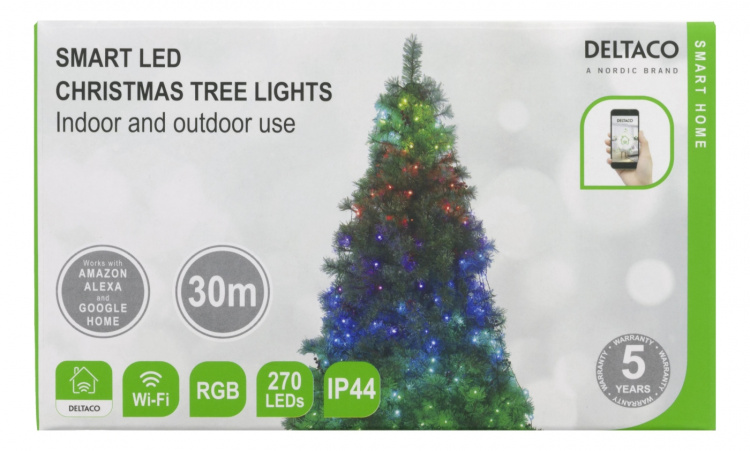 DELTACO SMART HOME WiFi Tree light, 270L, 10 strenger, 30m