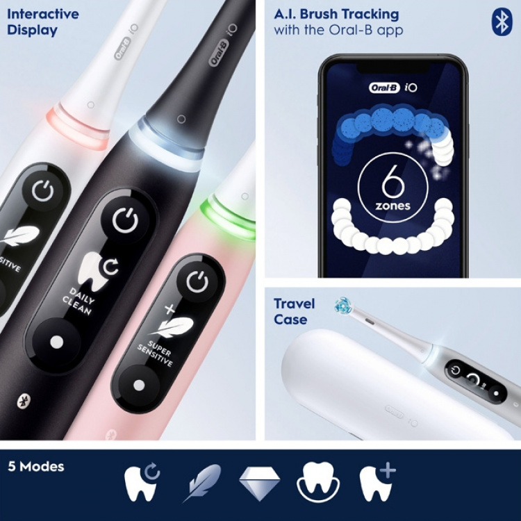 Oral B Elektrisk tannbørste iO6 Series M6 Black/Light Rose Oral B Elektrisk tannbørste iO6 Series M6 Black/Light Rose
