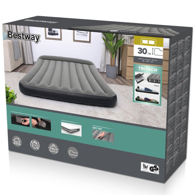 Bestway Tritech luftmadrass 2,03m x 1,52m x 30cm Bestway Tritech luftmadrass 2,03m x 1,52m x 30cm