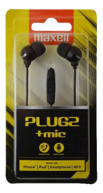 Maxell Plugz + Mic-øretelefoner med mikrofon og innvendig 3,5 mm-kontakt