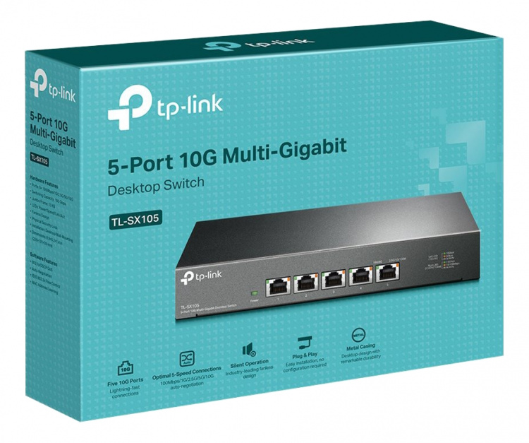 tplink 5-port 10G Multi-Gigabit stasjonær svitsj