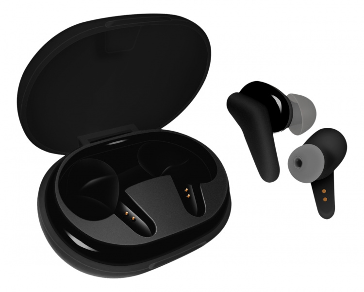 STREETZ True Wireless Stereo in-ear, dual earbuds, charge case, black