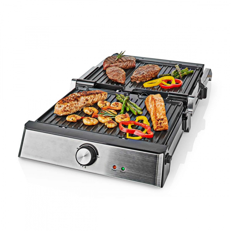 Nedis Kontakt Grill | 2000 W | 29 x 23 cm | Justerbar temperaturkontroll | Plast / Rustfritt Stål