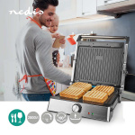 Nedis Kontakt Grill | 2000 W | 29 x 23 cm | Justerbar temperaturkontroll | Plast / Rustfritt Stål