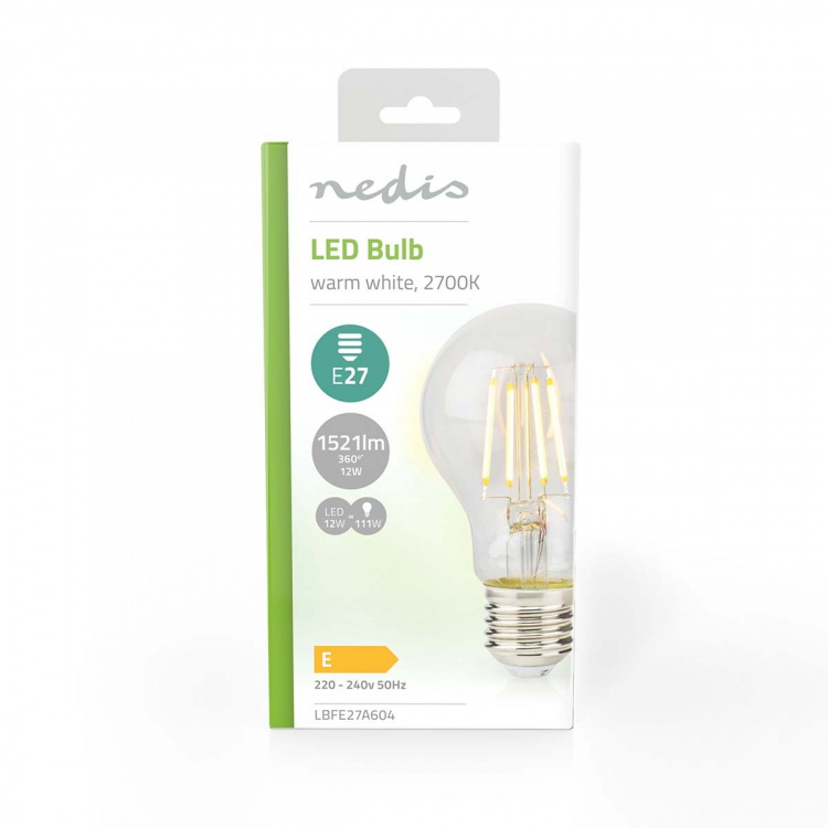 Nedis LED lyspære E27 | A60 | 12 W | 1521 lm | 2700 K | Varm Hvit | Retro Style | 1 stk