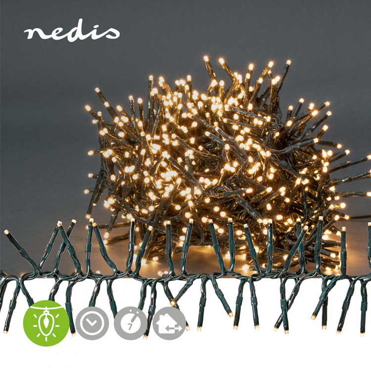 Nedis Julebelysning | Klynge | 576 LED\'s | Varm Hvit | 4.20 m | Lyseffekter: 7 | Innendørs eller utendørs | Nettstrøm drevet