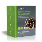 Nedis Julebelysning | Streng | 48 LED\'s | Varm Hvit | 3.60 m | Lyseffekter: 7 | Innendørs eller utendørs | Batteri drevet