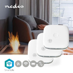 Nedis SmartLife Røykvarsler | Wi-Fi | Batteri drevet | Sensorlivssyklus: 10 år | EN 14604 | Maks. batteri levetid: 24 Måned | 85 dB | Hvit | 3 stk