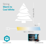 Nedis SmartLife Julelys | Streng | Wi-Fi | Varm til avkjølt hvitt | 100 LED\'s | 10.0 m | Android™ / IOS Nedis SmartLife Julelys | Streng | Wi-Fi | Varm til avkjølt hvitt | 100 LED\'s | 10.0 m | Android™ / IOS