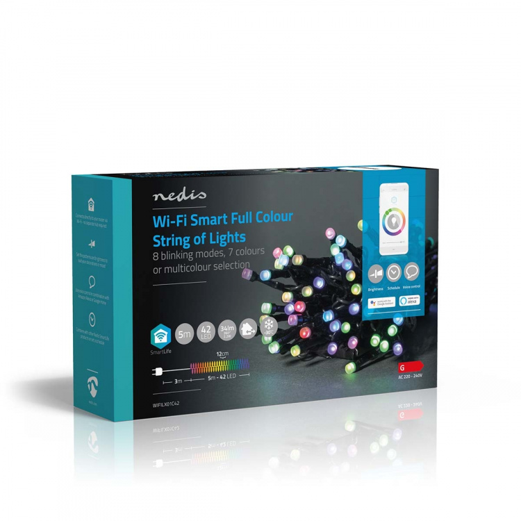 Nedis SmartLife Julelys | Streng | Wi-Fi | RGB | 42 LED\'s | 5.00 m | Android™ / IOS Nedis SmartLife Julelys | Streng | Wi-Fi | RGB | 42 LED\'s | 5.00 m | Android™ / IOS