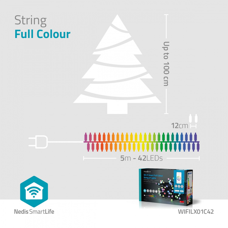 Nedis SmartLife Julelys | Streng | Wi-Fi | RGB | 42 LED\'s | 5.00 m | Android™ / IOS Nedis SmartLife Julelys | Streng | Wi-Fi | RGB | 42 LED\'s | 5.00 m | Android™ / IOS