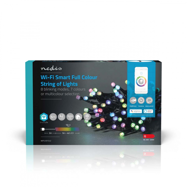 Nedis SmartLife Julelys | Streng | Wi-Fi | RGB | 42 LED\'s | 5.00 m | Android™ / IOS Nedis SmartLife Julelys | Streng | Wi-Fi | RGB | 42 LED\'s | 5.00 m | Android™ / IOS