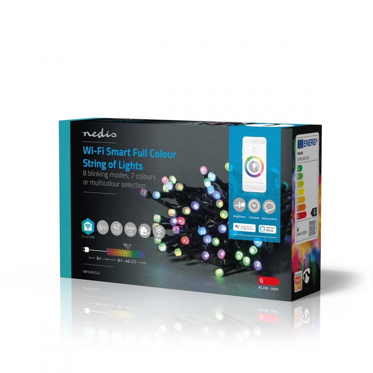 Nedis SmartLife Julelys | Streng | Wi-Fi | RGB | 42 LED\'s | 5.00 m | Android™ / IOS Nedis SmartLife Julelys | Streng | Wi-Fi | RGB | 42 LED\'s | 5.00 m | Android™ / IOS