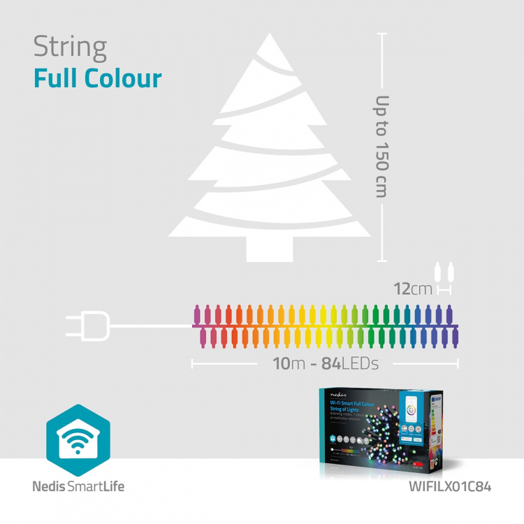 Nedis SmartLife Julelys | Streng | Wi-Fi | RGB | 84 LED\'s | 10.0 m | Android™ / IOS