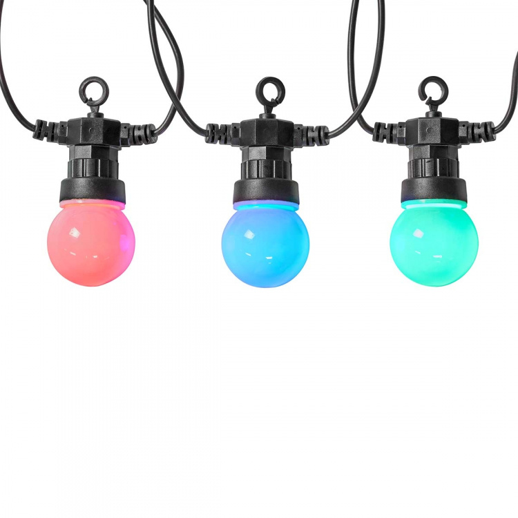 Nedis SmartLife Dekorative Lys | Party Lights | Wi-Fi | Hvit / RGB | 10 LED\'s | 9.00 m | Android™ / IOS | Pære diameter: 50 mm Nedis SmartLife Dekorative Lys | Party Lights | Wi-Fi | Hvit / RGB | 10 LED\'s | 9.00 m | Android™ / IOS | Pære diameter: 50 mm