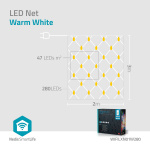 Nedis SmartLife Julelys | Nett | Wi-Fi | Varm Hvit | 280 LED\'s | 3.00 m | 3 x 2 m | Android™ / IOS