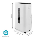 Nedis SmartLife Avfukter | Wi-Fi | 20 l/Døgn | Avfukting / Kontinuerlige / Tørr klesvask / Ventilasjon | Android™ / IOS | Justerbar hygrostat | 195 m³/h