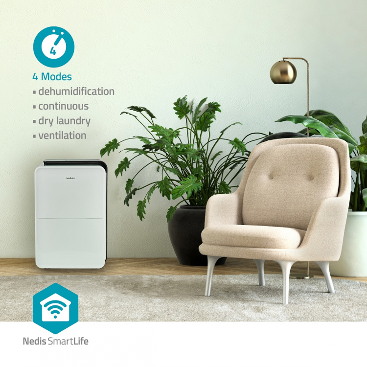 Nedis SmartLife Avfukter | Wi-Fi | 30 l/Døgn | Avfukting / Kontinuerlige / Tørr klesvask / Ventilasjon | Android™ / IOS | Justerbar hygrostat | 210 m³/h Nedis SmartLife Avfukter | Wi-Fi | 30 l/Døgn | Avfukting / Kontinuerlige / Tørr klesvask / Ventilasjon | Android™ / IOS | Justerbar hygrostat | 210 m³/h