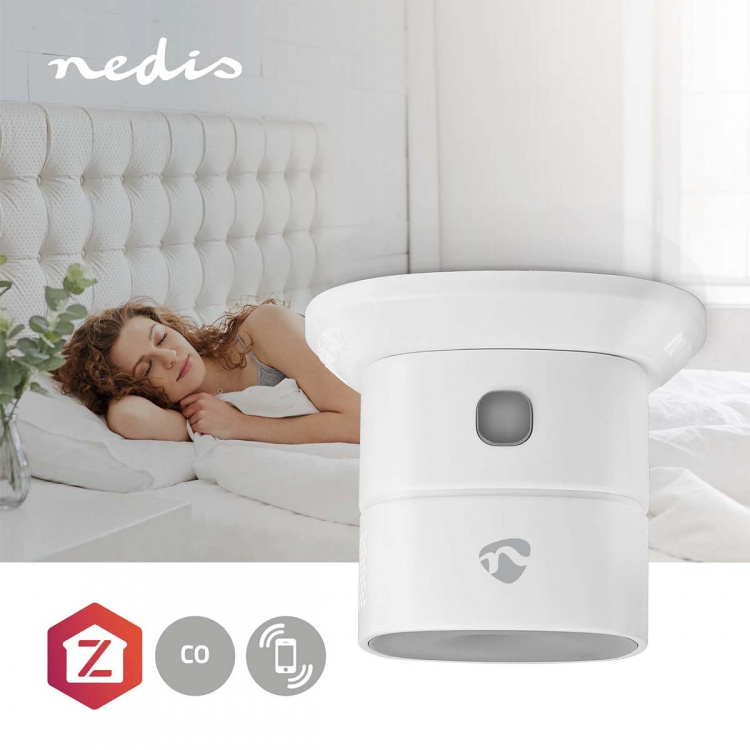 Nedis SmartLife CO Detektor | Zigbee 3.0 | Batteri drevet | Sensorlivssyklus: 10 år | EN 50291 | Android™ / IOS | Med test knapp | 85 dB | Hvit