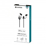 Champion USB-A til Lightning, USB-C og Micro-USB 1,5 m svart