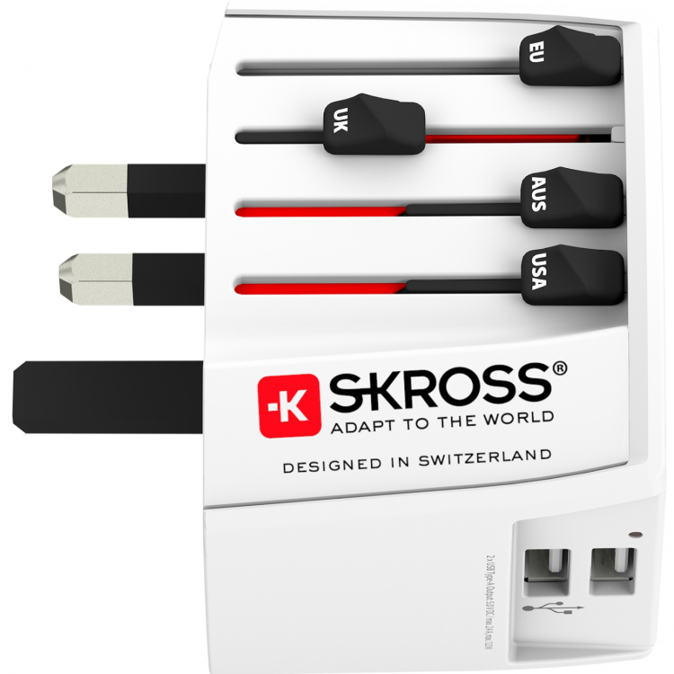 SKROSS Verdensadapter MUV 2xUSB (2,4A) Hvit