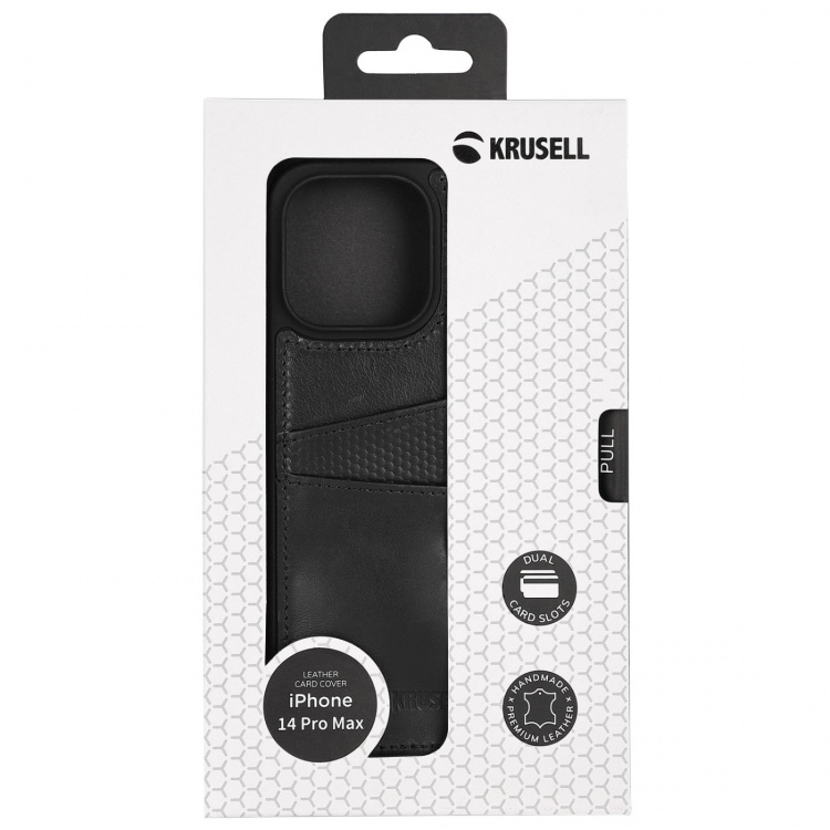 Krusell Leather CardCover iPhone 14 Pro Max Svart