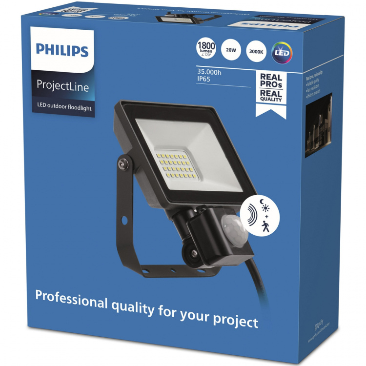 Philips ProjectLine-flomlys 20W 1800lm med sensor