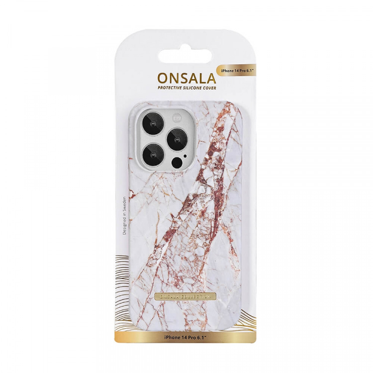 Onsala Mobildeksel iPhone 14 Pro White Rino Marble Onsala Mobildeksel iPhone 14 Pro White Rino Marble