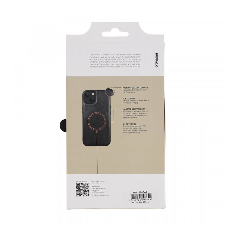 Buffalo Mobildeksel Lær MagSeries Svart - iPhone 13/14 Buffalo Mobildeksel Lær MagSeries Svart - iPhone 13/14