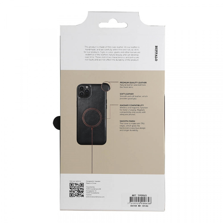 Buffalo Mobildeksel Lær MagSeries Svart - iPhone 14 Plus