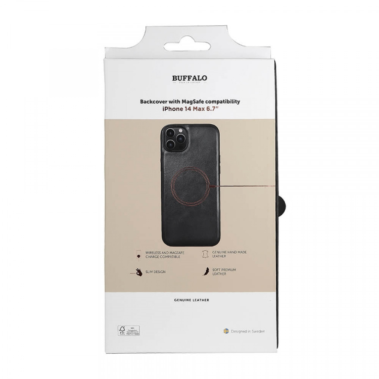 Buffalo Mobildeksel Lær MagSeries Svart - iPhone 14 Plus
