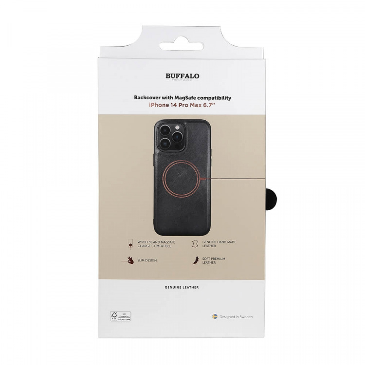 Buffalo Mobildeksel Lær MagSeries Svart - iPhone 14 Pro Max