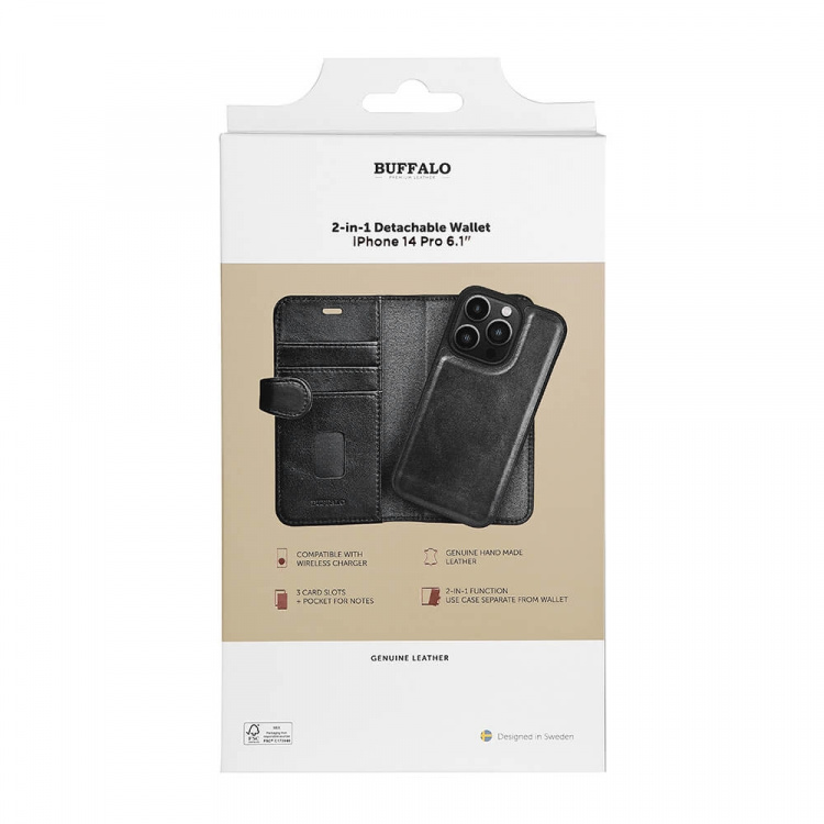 Buffalo Lommebokdeksel iPhone 14 Pro Svart Buffalo Lommebokdeksel iPhone 14 Pro Svart
