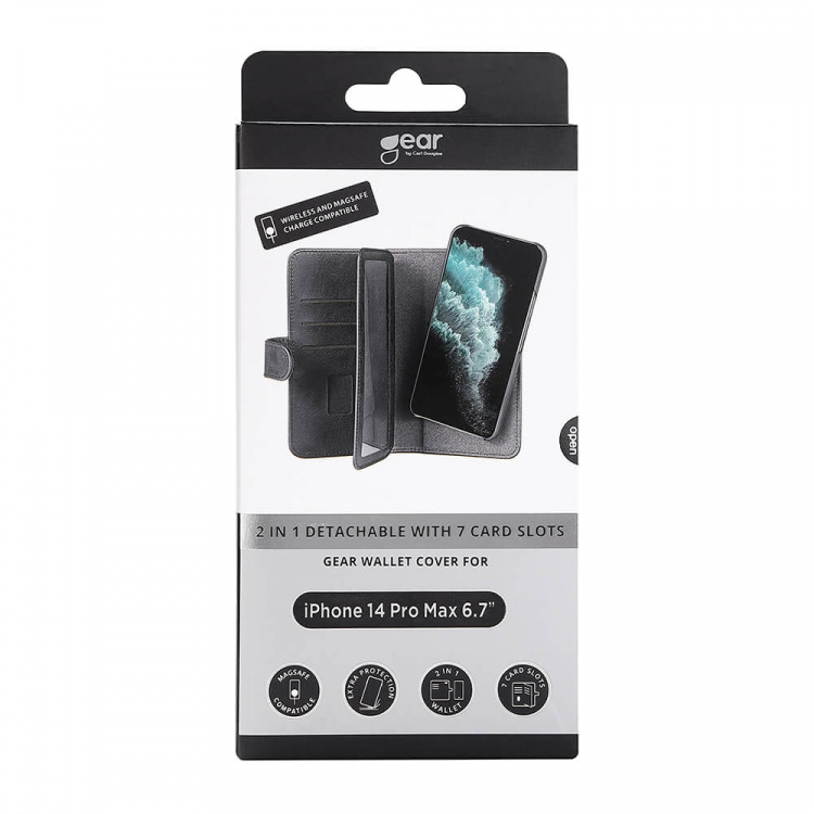Gear Lommebokdeksel 2-i-1 7 Kortrom MagSeries Svart - iPhone 14 Pro Max Svart Gear Lommebokdeksel 2-i-1 7 Kortrom MagSeries Svart - iPhone 14 Pro Max Svart