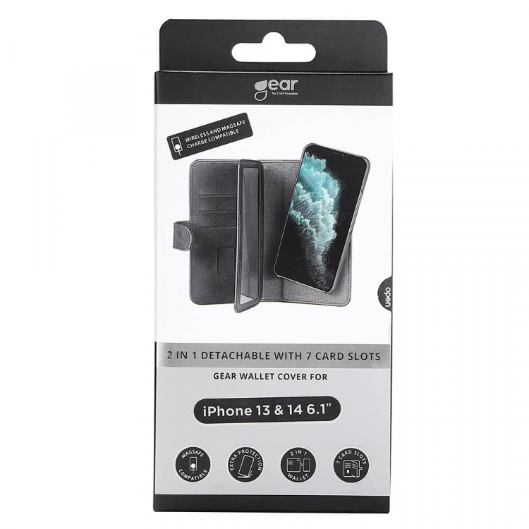 Gear Lommebokdeksel 2-i-1 7 Kortrom MagSeries Svart - iPhone 13/14