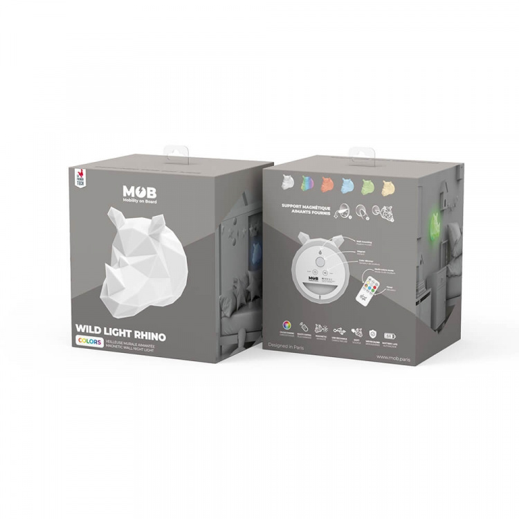 Mobility On Board Vegg Nattlampe Wild Light Rhino Multicolor