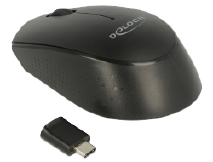 DeLOCK Optisk mini-mus med 3 knapper USB Type-C 2,4 GHz trådløs DeLOCK Optisk mini-mus med 3 knapper USB Type-C 2,4 GHz trådløs