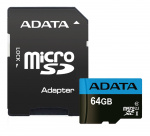 ADATA 64 GB MicroSDXC-kort med SD-adapter, UHS-I, klasse 10, A1, blå