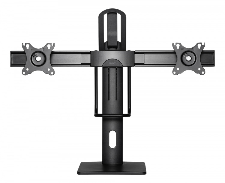 DELTACO OFFICE Høydejusterbart bordstativ for 2 skjermer, svart