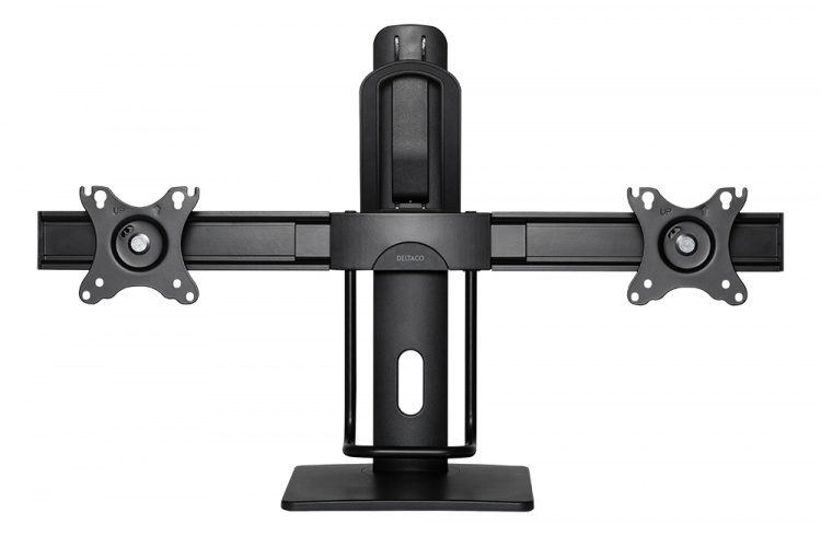 DELTACO OFFICE Høydejusterbart bordstativ for 2 skjermer, svart