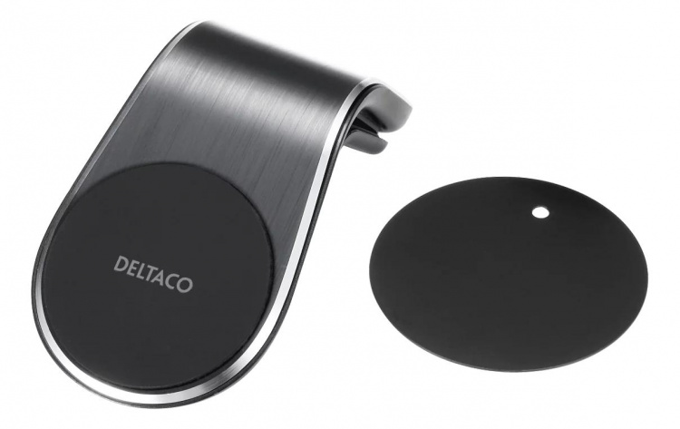 DELTACO Magnetisk bilholder for smarttelefoner, viftegrillfeste, vinklet, svart DELTACO Magnetisk bilholder for smarttelefoner, viftegrillfeste, vinklet, svart