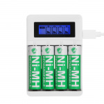 DELTACO Ultimate Ni-Mh USB laddare med 4 x AA batterier