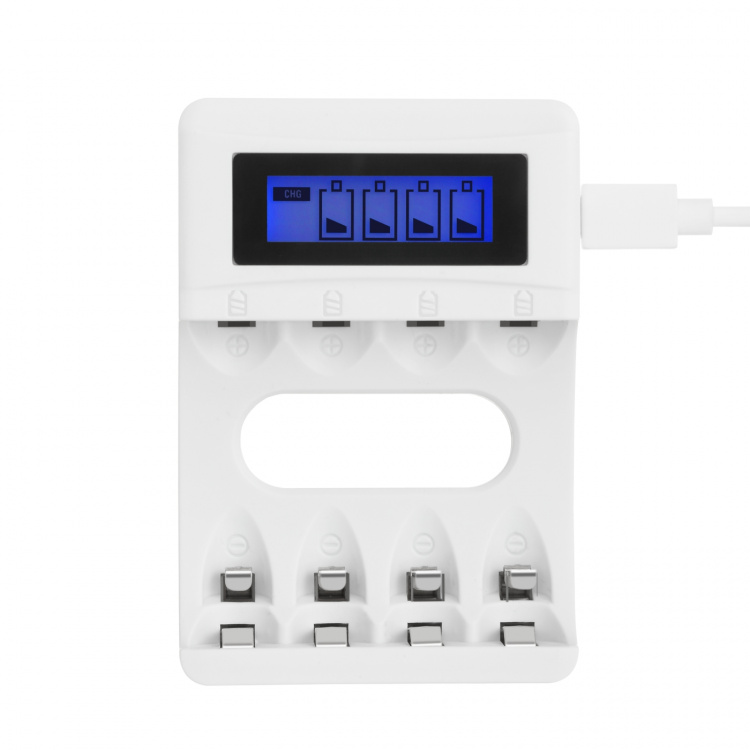 DELTACO Ultimate Ni-Mh USB laddare med 4 x AAA batterier DELTACO Ultimate Ni-Mh USB laddare med 4 x AAA batterier