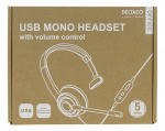DELTACO Office USB mono headset, volumkontroll, brusreducerande mikrofon, svart