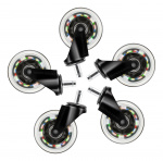 DELTACO GAMING Hjul til spillstol med LED-lys, 5-pakning