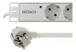DELTACO Strømskinne, 8xCEE 7/3, 1xCEE 7/7, 2m, kabel, hvit