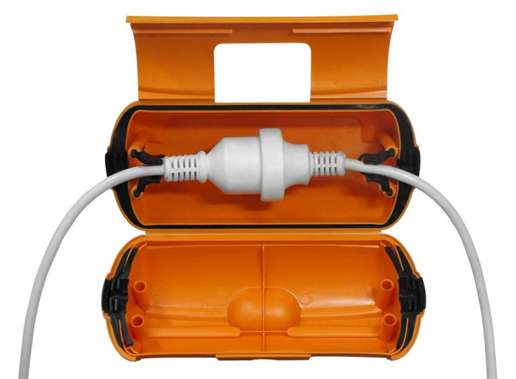 DELTACO Beskyttelsesboks for skjøteledninger, vanntett IP44, oransje