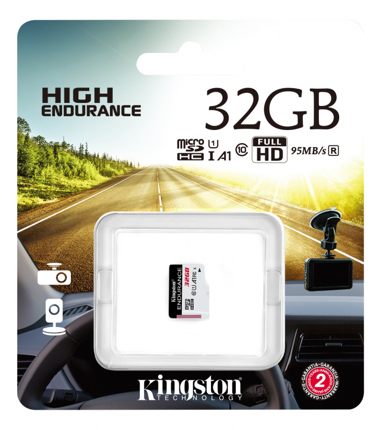 Kingston 32 GB microSDHC Endurance 95R/30W C10 A1 UHS-I-kort med kun 95R/30W
