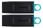 Kingston 64 GB USB3.2 Gen 1 DataTraveler Exodia (svart + blågrønn) - 2 stk